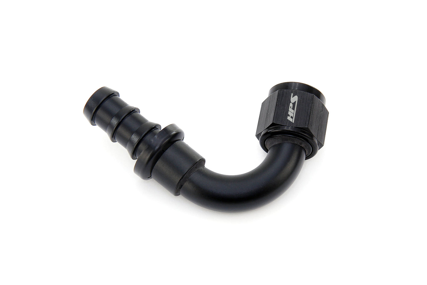 HPS Performance 120 Degree -6 Push-on Hose End to AN Female Aluminum Black
