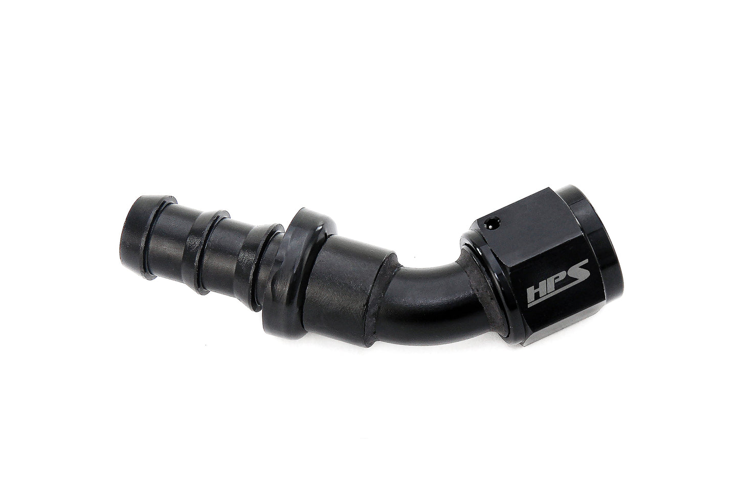 HPS Performance 45 Degree -12 Push-on Hose End to AN Female Aluminum Black
