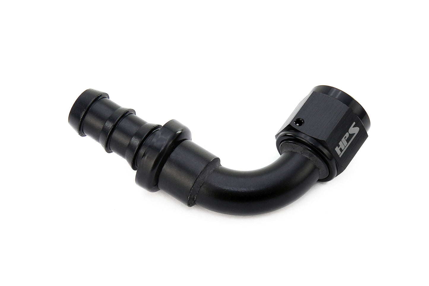 HPS Performance 90 Degree -4 Push-on Hose End to AN Female Aluminum Black