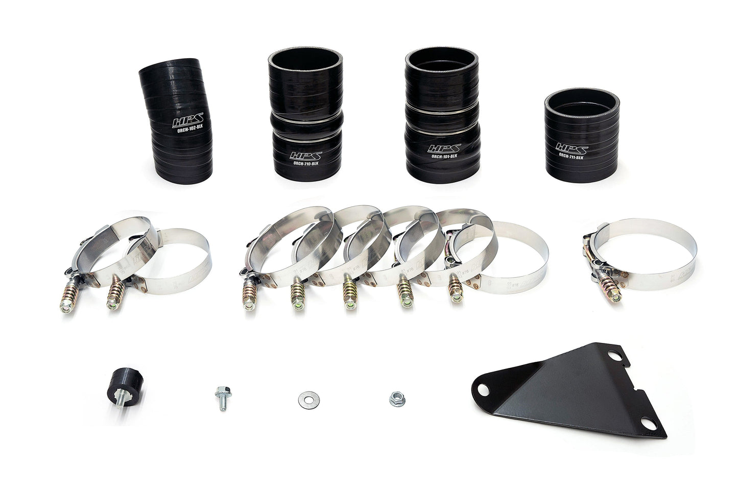 HPS Hot & Cold Side Charge Pipe with Black CAC Hose Intercooler Boots, Black, 17-145WB