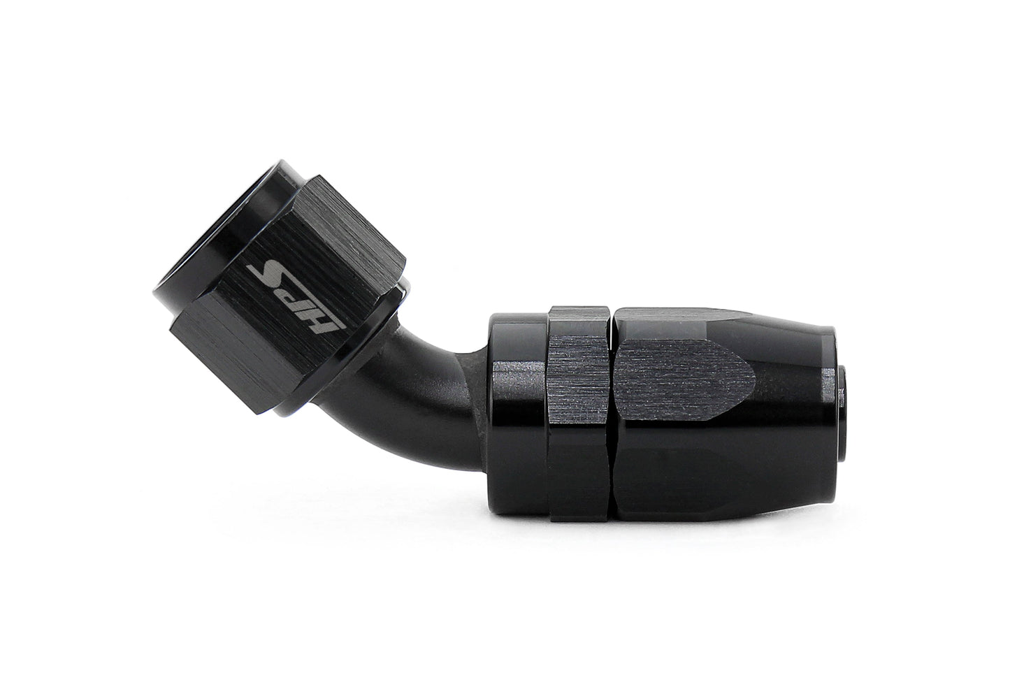 HPS Performance 45 Degree -4 Compression Double Swivel Hose End to AN Female Aluminum Black