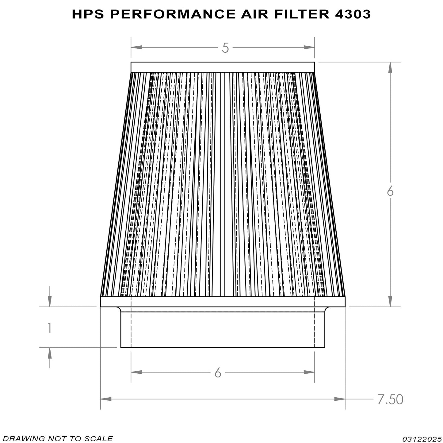 HPS Performance Air Filter 6" ID, 6" Element Length, 7" Overall Length
