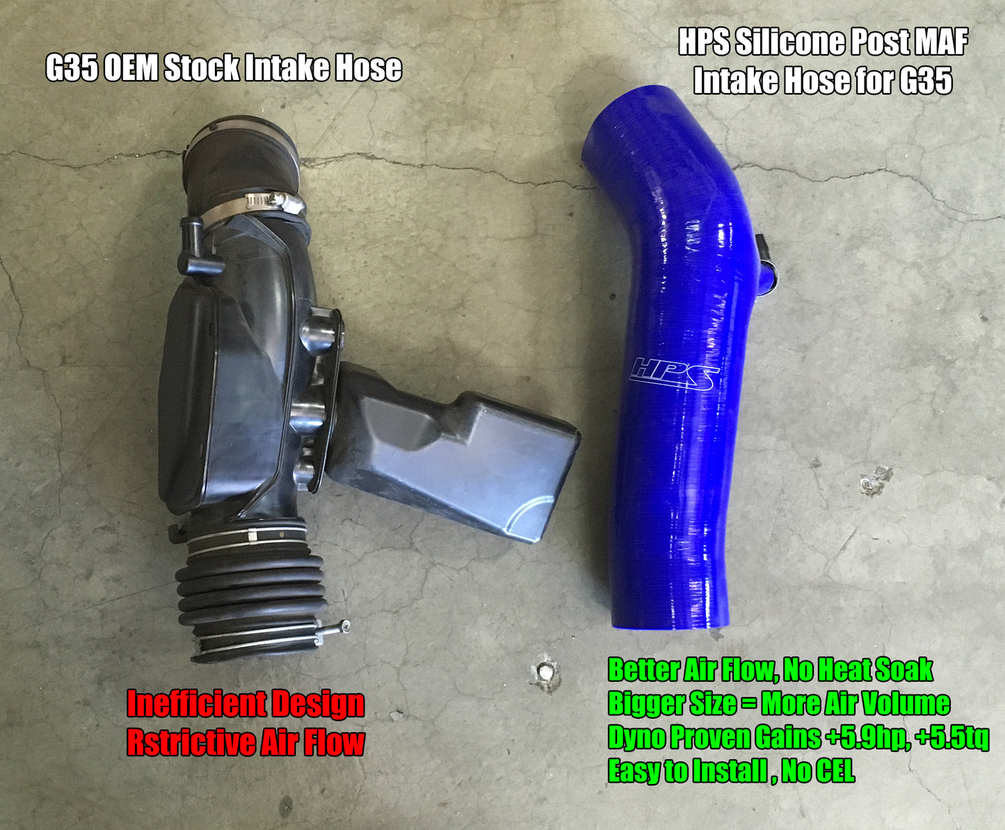 HPS Performance High Temp Reinforced Silicone Air Intake Hose Kit, Black, 57-1592-BLK