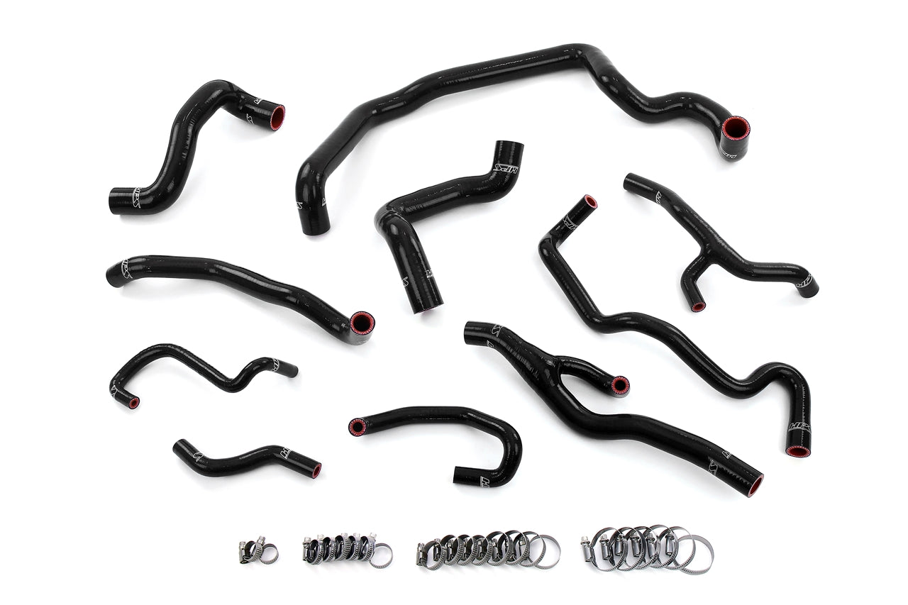HPS Performance High Temp Reinforced Silicone Radiator Heater Water Pump and Expansion Tank Coolant Hose Kit Black 57-1998-BLK