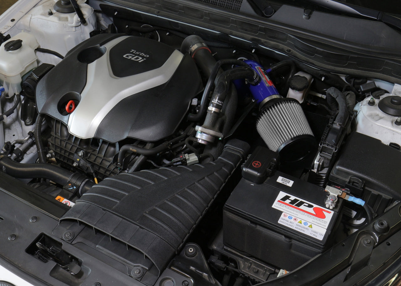 HPS Performance Air Intake Kit with Heat Shield, Blue, 827-587BL