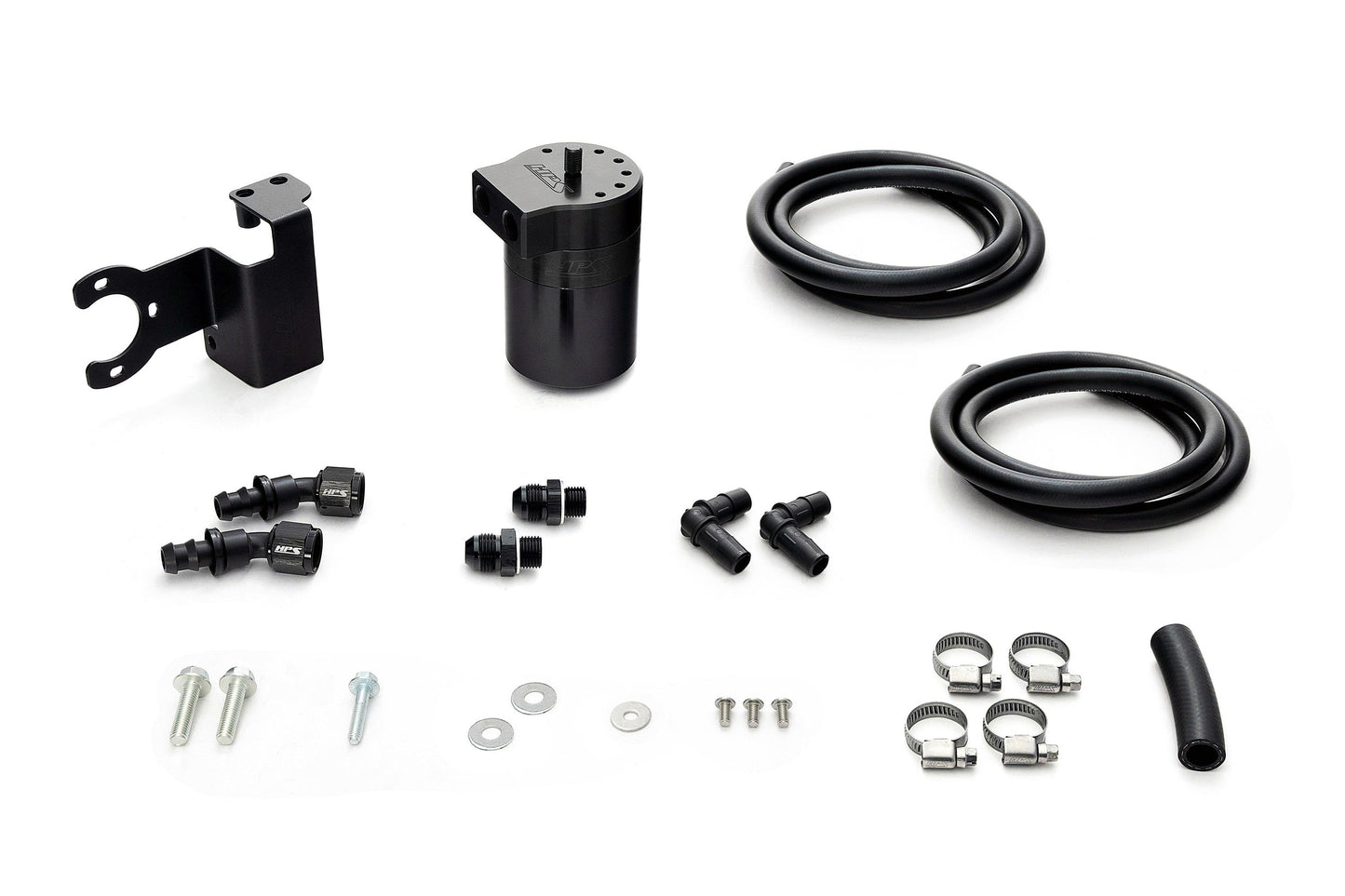 HPS Performance Billet Aluminum Oil Catch Can Kit, Black, 860-003WB