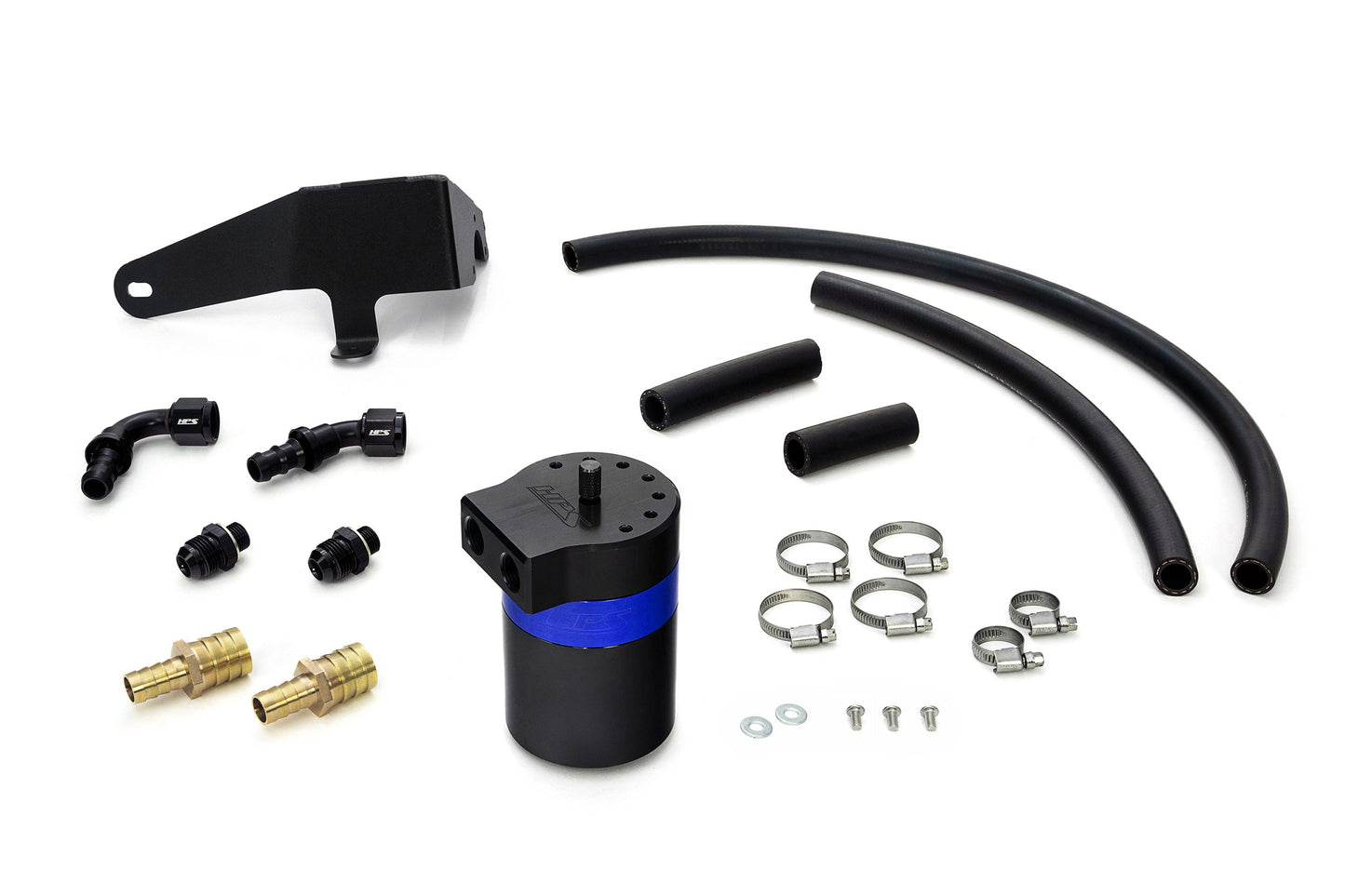 HPS Performance Billet Aluminum Oil Catch Can Kit, Blue, 860-009BL