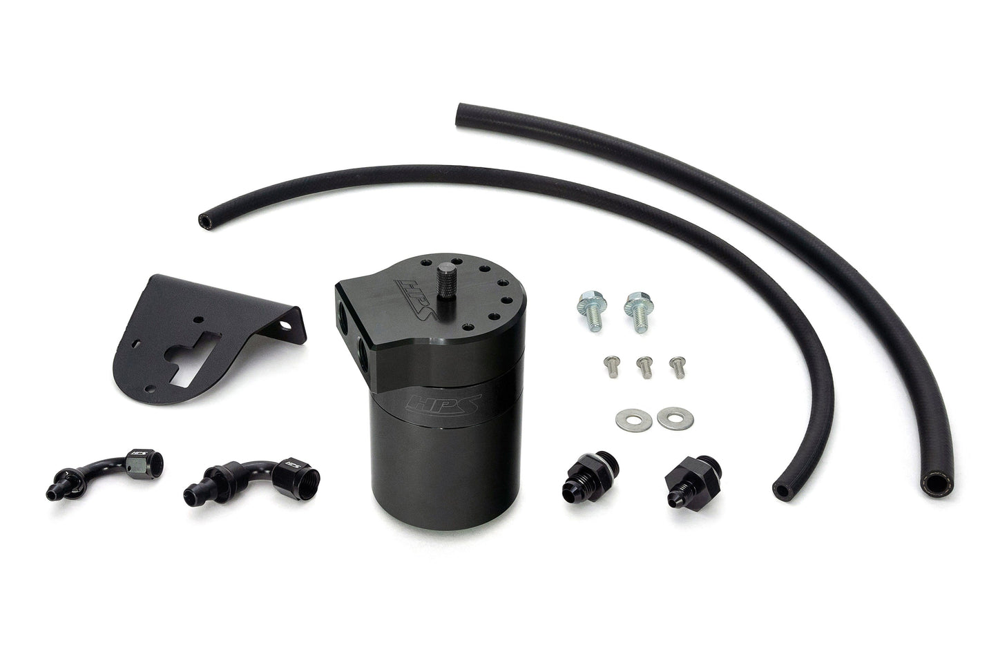 HPS Performance Billet Aluminum Oil Catch Can Kit, Black, 860-010WB