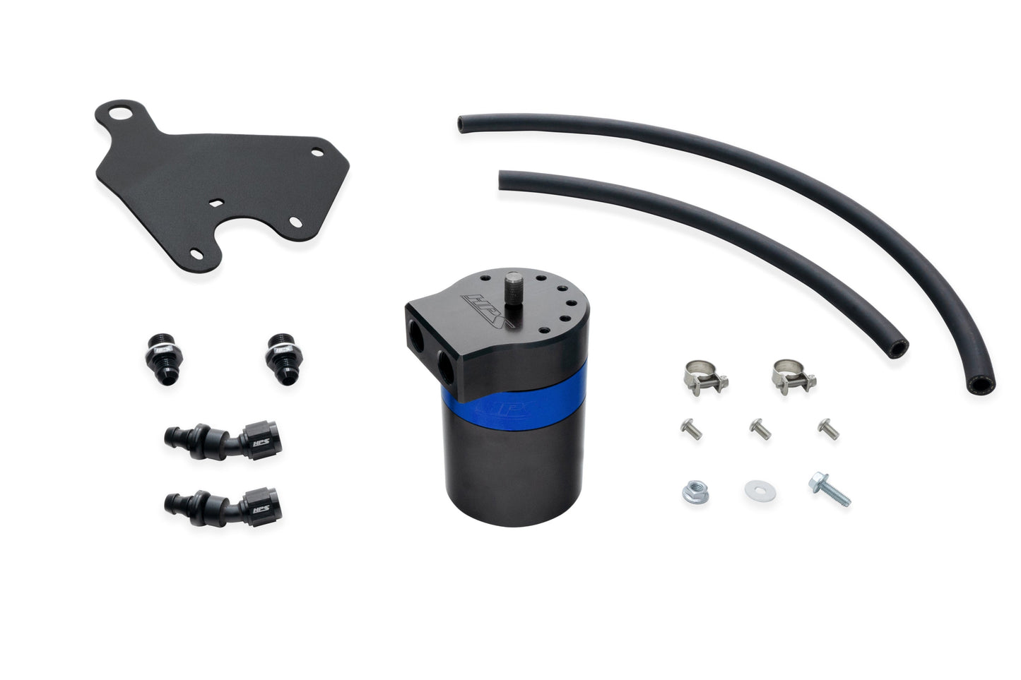 HPS Performance Billet Aluminum Oil Catch Can Kit, Blue, 860-011BL