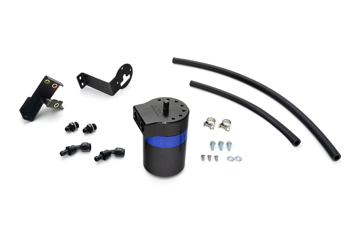HPS Performance Billet Aluminum Oil Catch Can Kit, Blue, 860-012BL