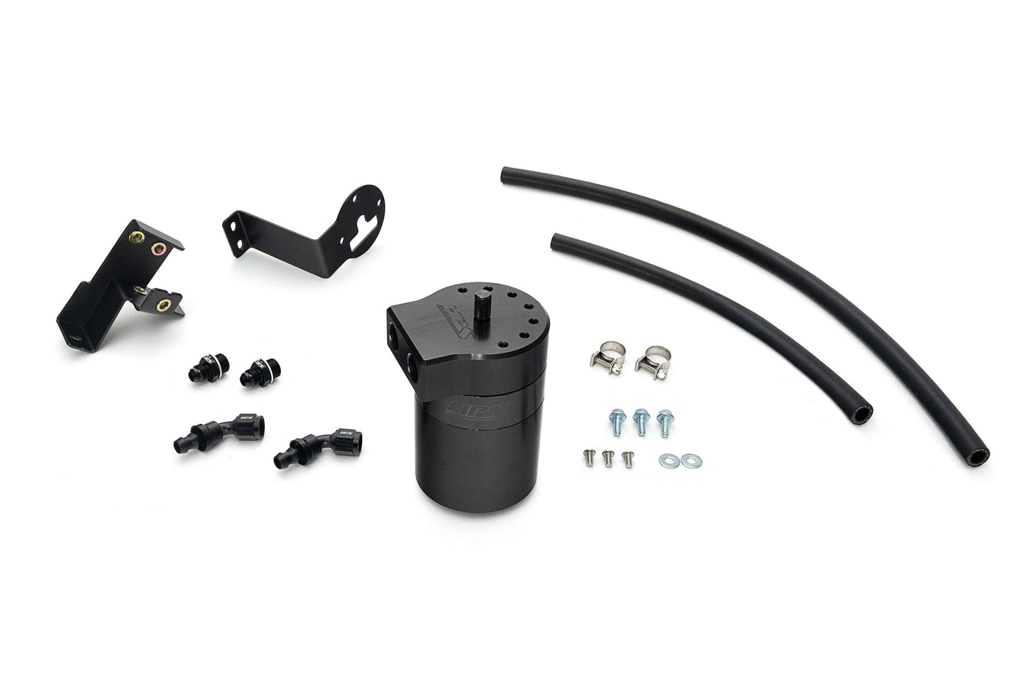 HPS Performance Billet Aluminum Oil Catch Can Kit, Black, 860-012WB