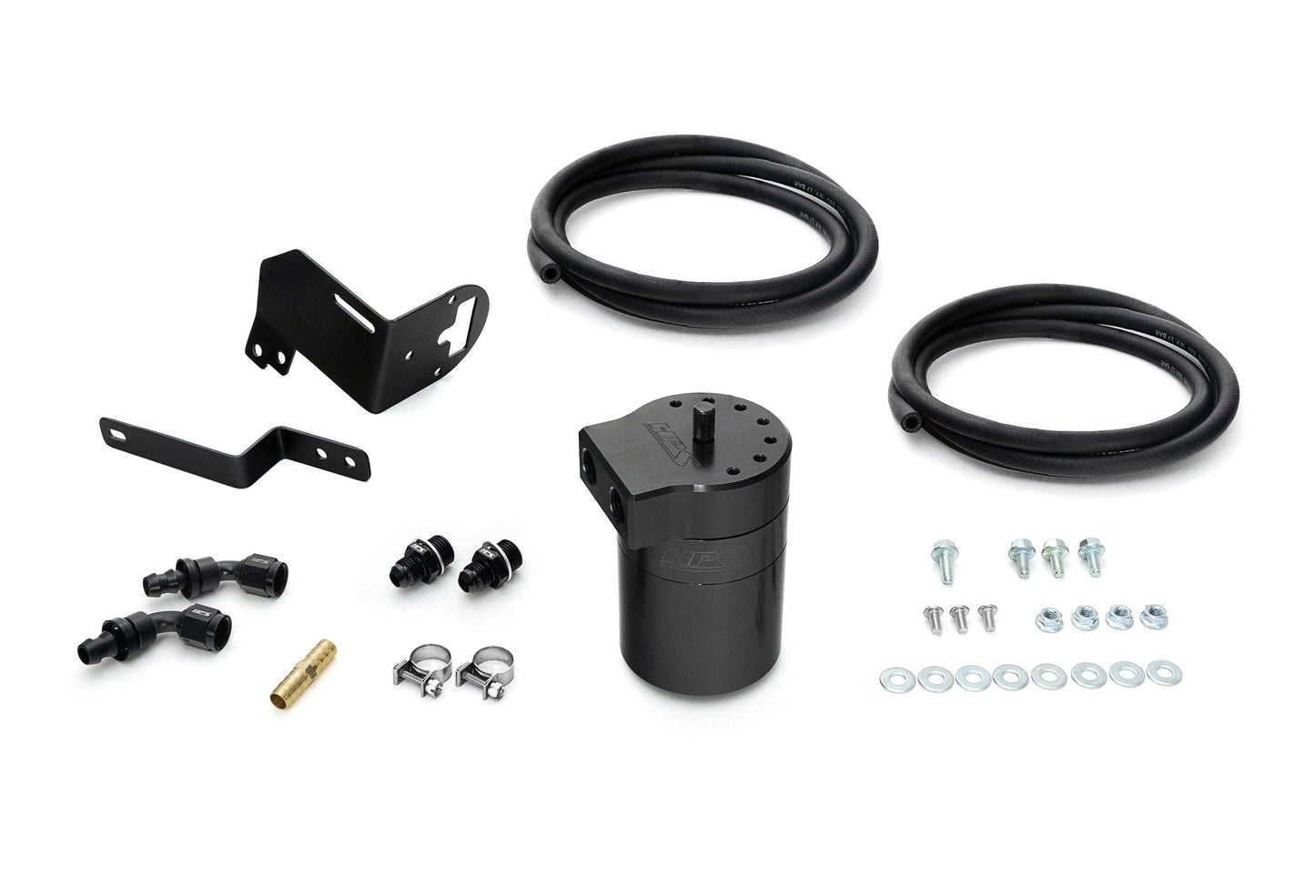 HPS Performance Billet Aluminum Oil Catch Can Kit, Black, 860-014WB