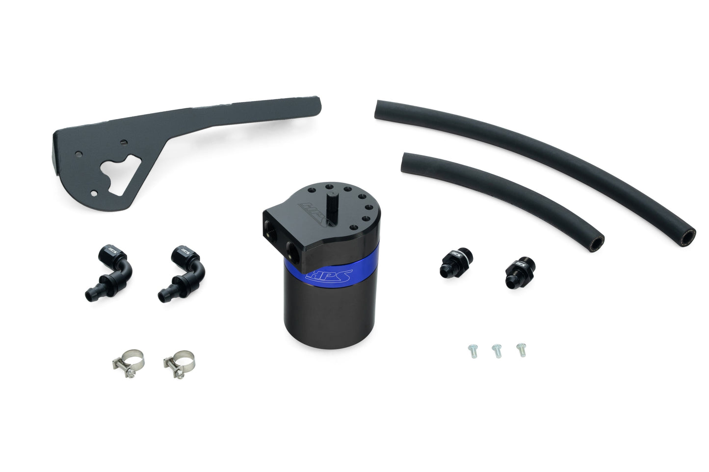 HPS Performance Billet Aluminum Oil Catch Can Kit, Blue, 860-015BL