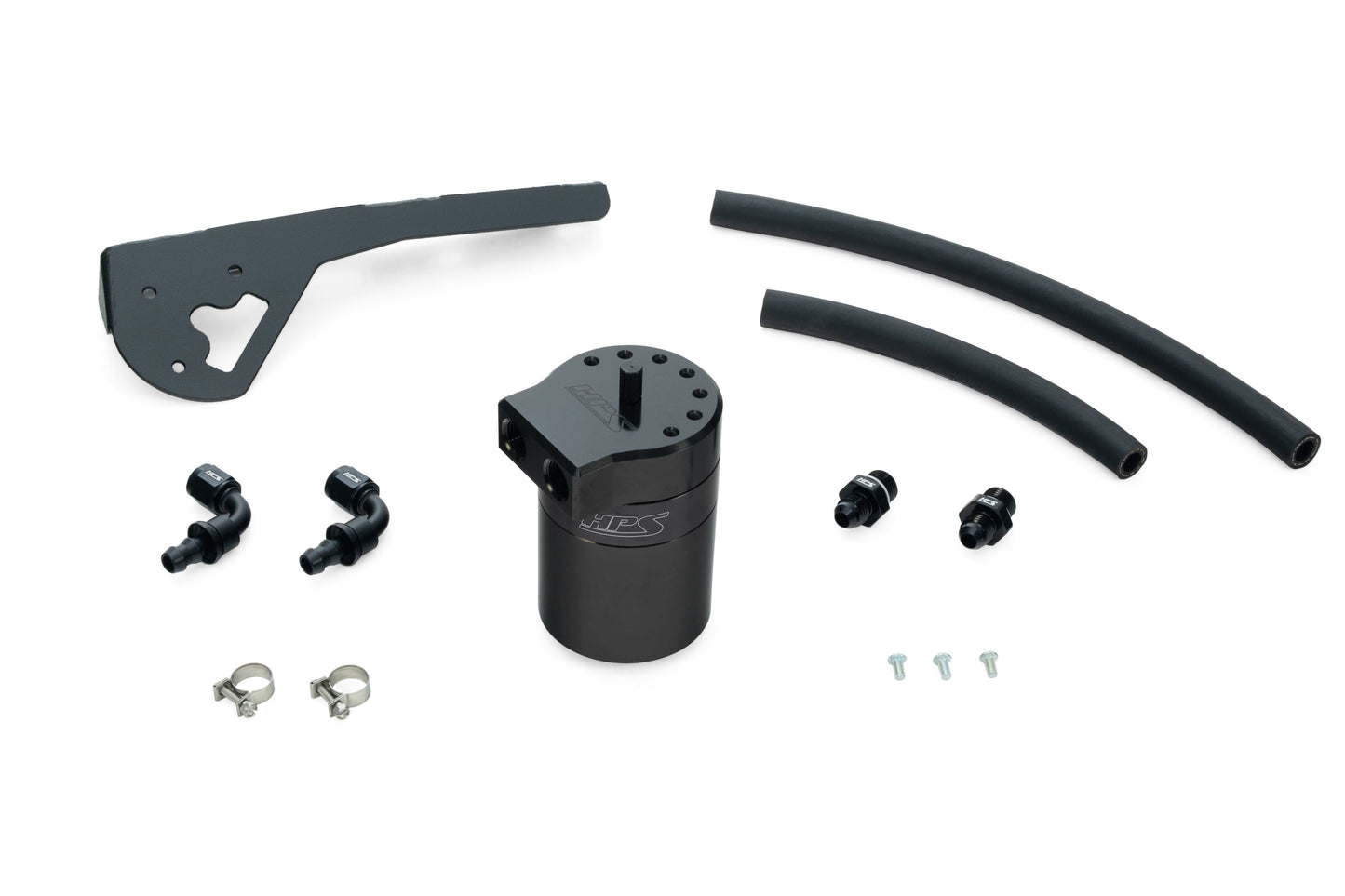 HPS Performance Billet Aluminum Oil Catch Can Kit, Black, 860-015WB