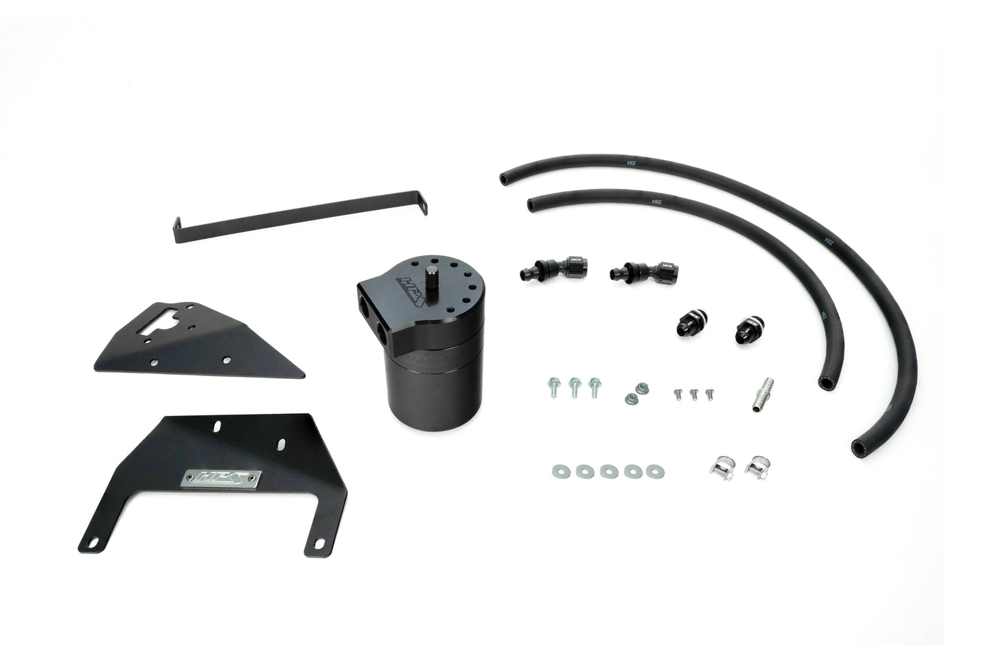 HPS Performance Billet Aluminum Oil Catch Can Kit, Black, 860-017WB
