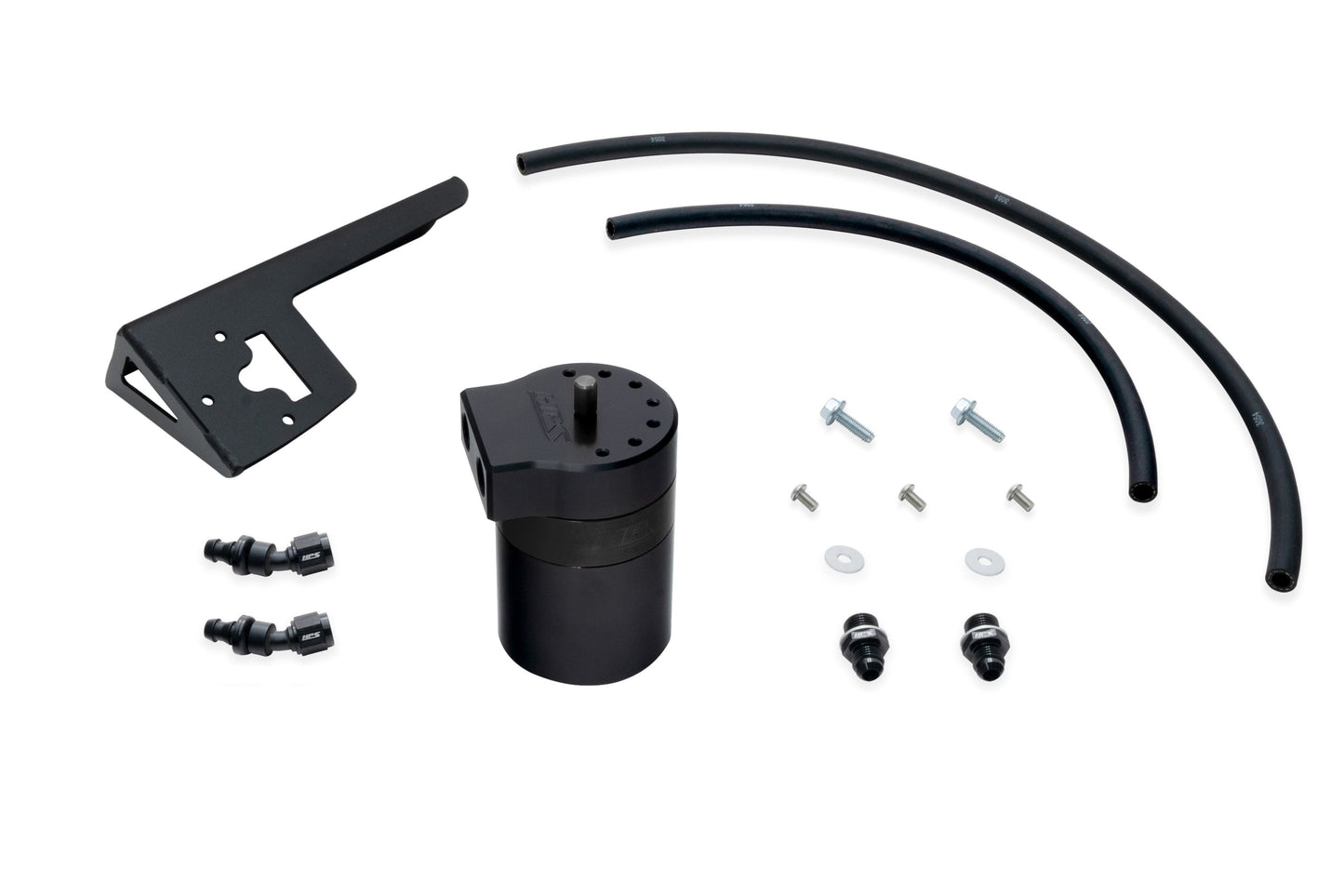 HPS Performance Billet Aluminum Oil Catch Can Kit, Black, 860-018WB