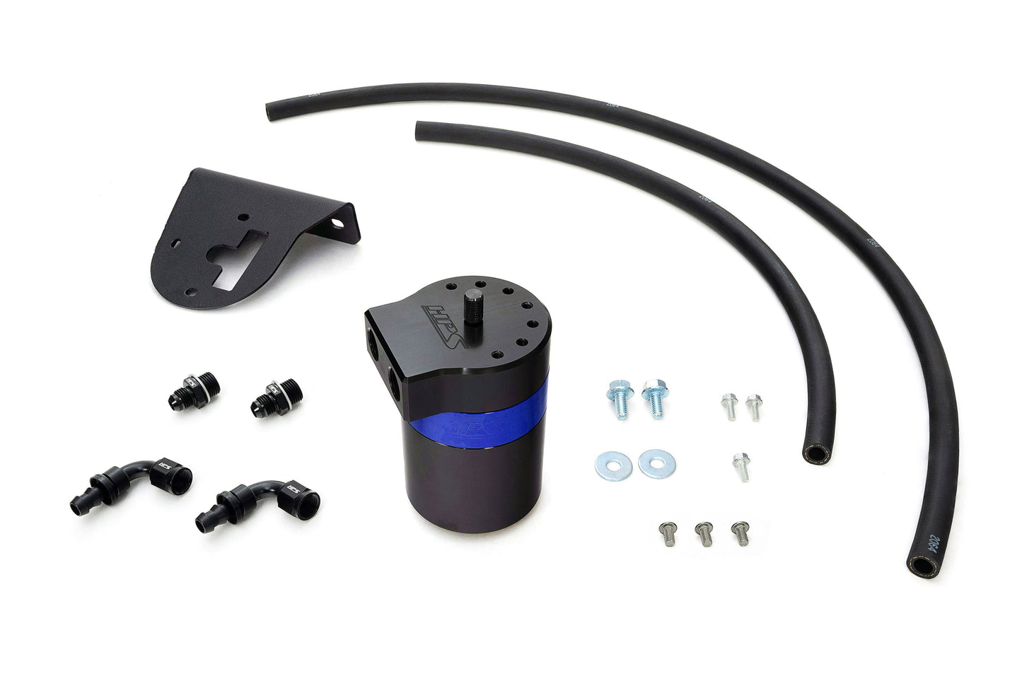HPS Performance Billet Aluminum Oil Catch Can Kit, Blue, 860-019BL
