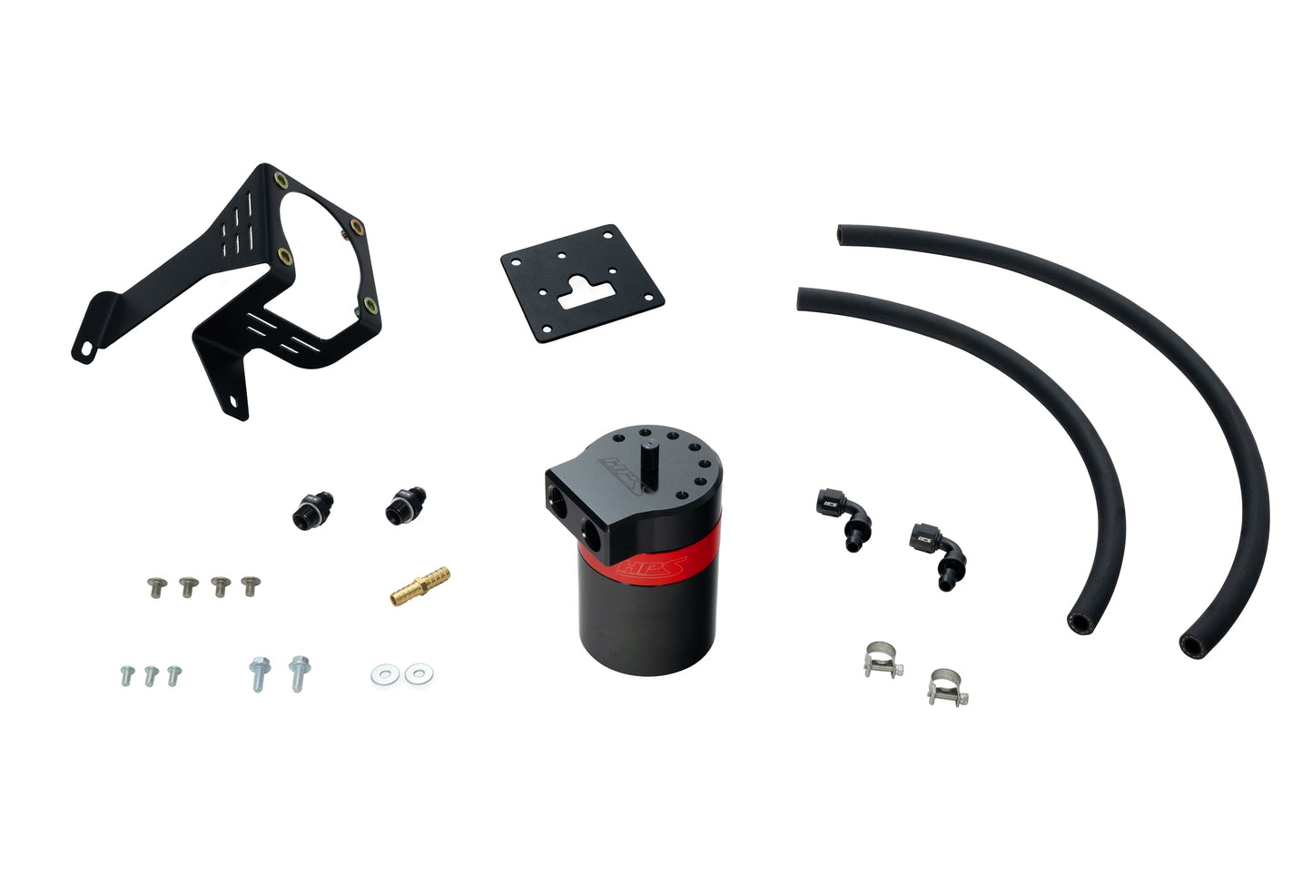 HPS Performance Billet Aluminum Oil Catch Can Kit, Red, 860-027