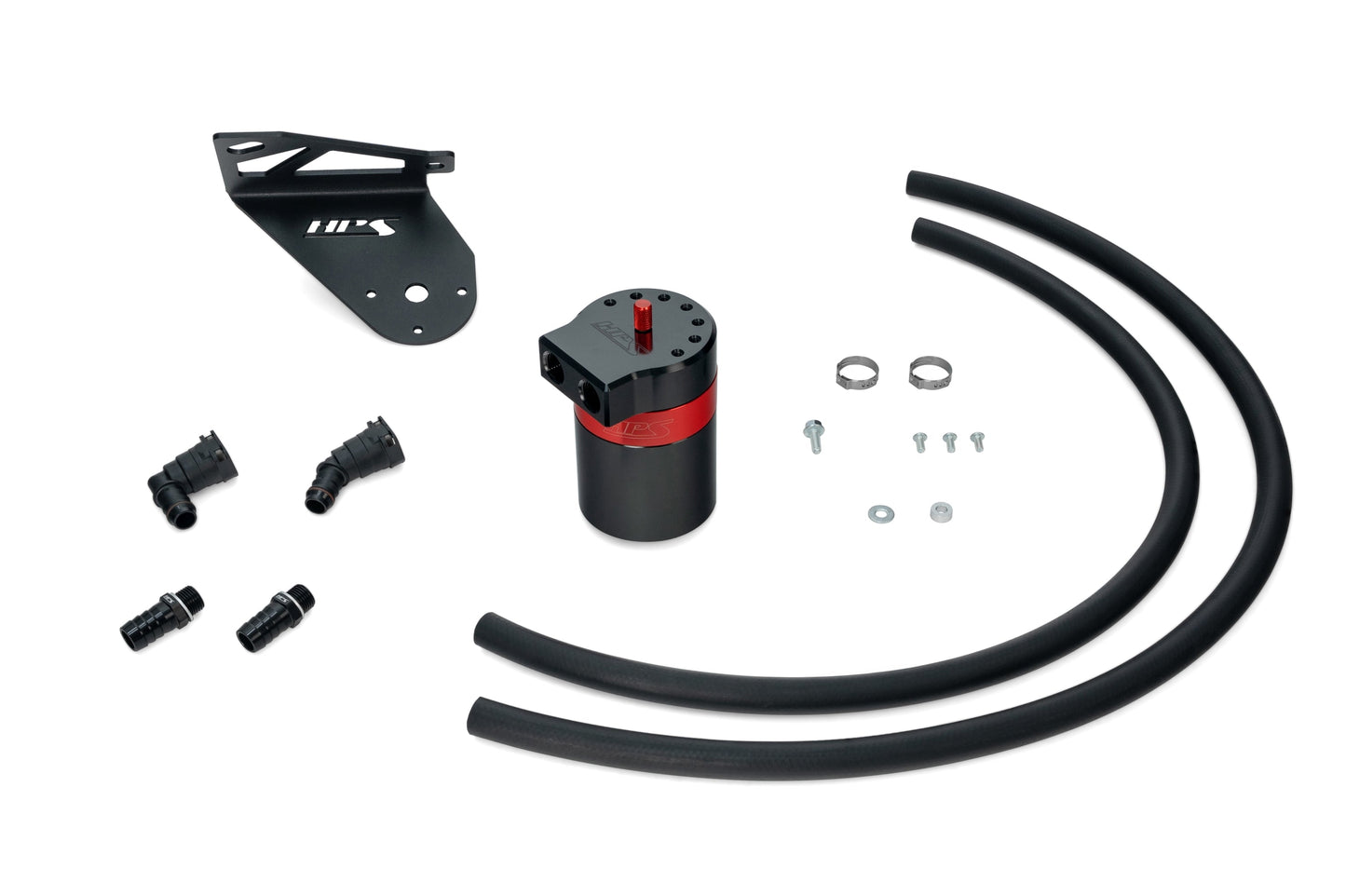 HPS Performance Billet Aluminum Oil Catch Can Kit, Red, 860-028