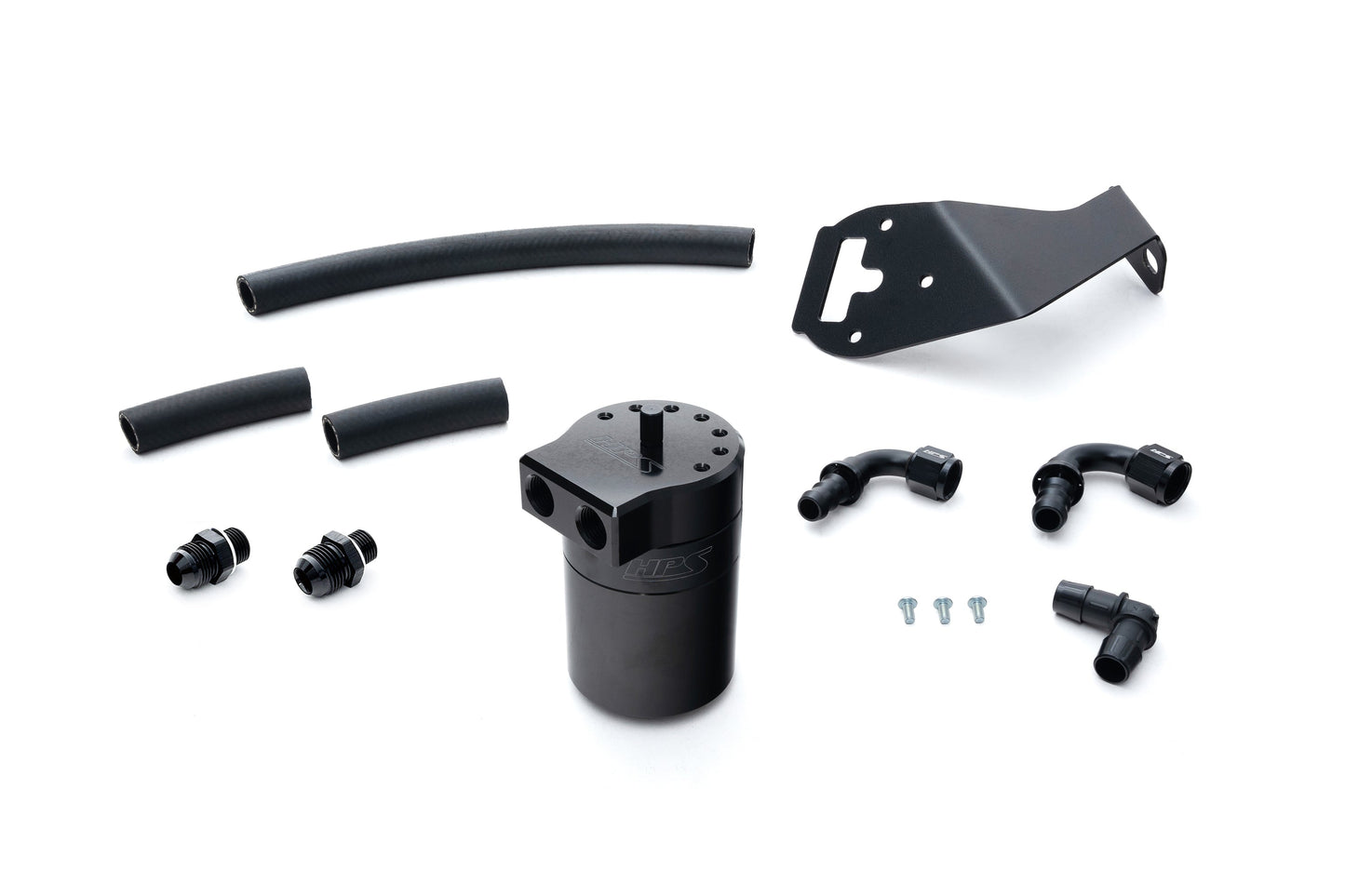 HPS Performance Billet Aluminum Oil Catch Can Kit, Black, 860-030WB