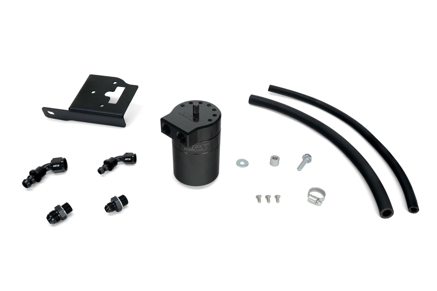 HPS Performance Billet Aluminum Oil Catch Can Kit, Black, 860-033WB