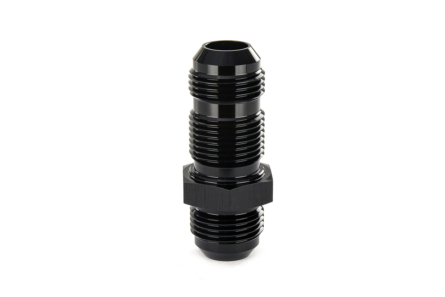 HPS Performance Straight -16 AN Male to Male Bulkhead Adapter, Aluminum, Black