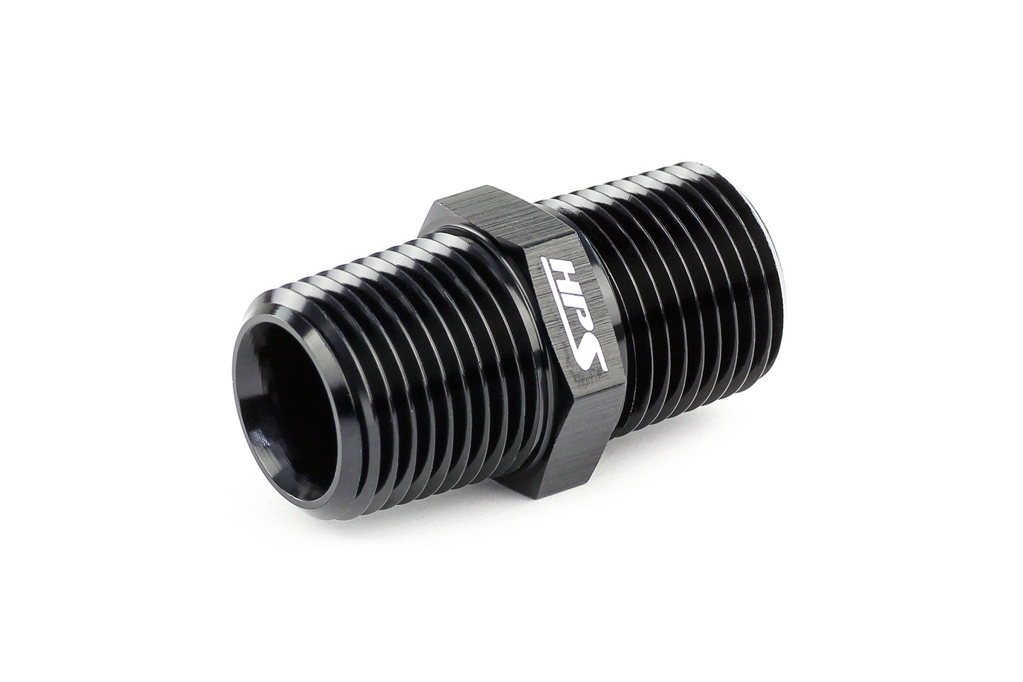 HPS Performance Straight 3/8'' NPT Male to Male Union Coupler Adapter, Aluminum, Black