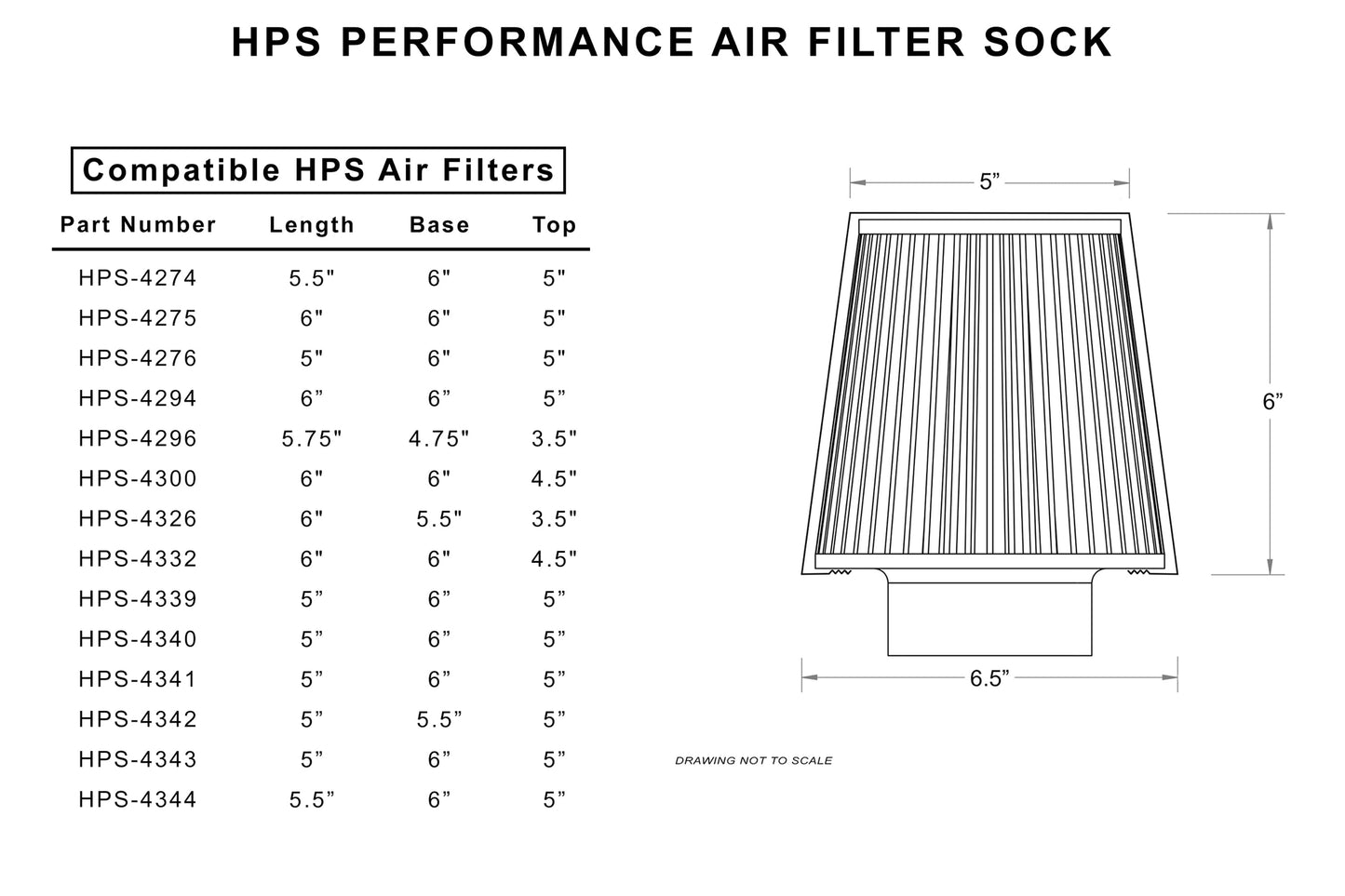 HPS Performance Universal Water Resistant Air Intake Pre-Filter Sock HPS-9147