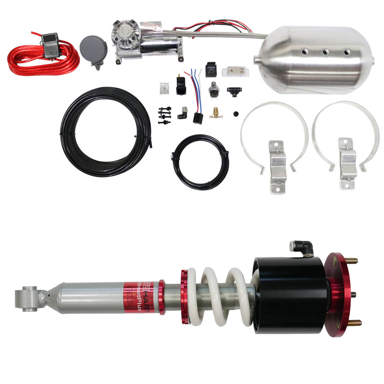 TruHart StreetPlus Coilovers w/ Front Air Cups Plus Silver Management For 93-98 BMW 3-Series E36 (Incl M3), RWD RWD