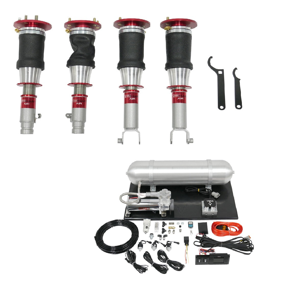TruHart AirPlus Air Struts w/ VERA Evo Bluetooth Management For 09-14 Acura TL 09-14 Acura TSX 08-12 Honda Accord