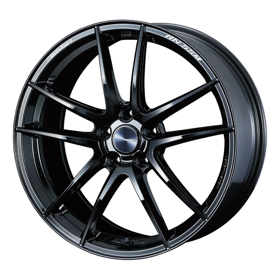 Weds WedsSport RN-55M Wheel 18x7.5 5x100 45mm Black Blue Machining