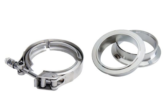 HPS Stainless Steel 4.5" V Band Clamp Kit, Stainless Steel Flanges, Quick Release