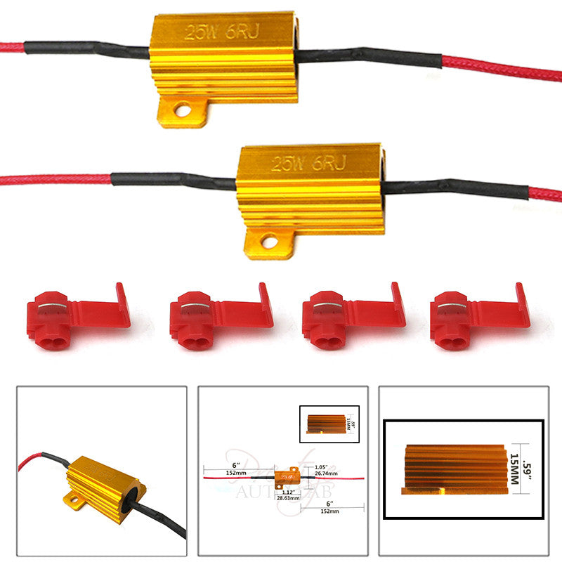 2pcs 25W 6ohm High Power Load Resistor LED Bulb Turn Signal Blinker Flash / Flicker