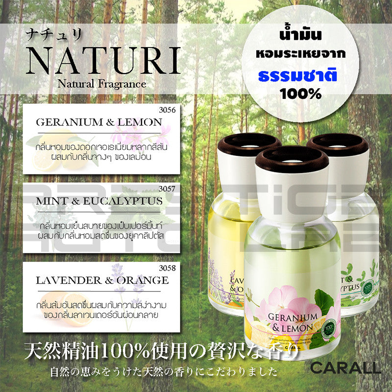 Mint & Eucalyptus 3057 Carall Naturi Perfume Bottle Air Freshener - Made in Japan JDM