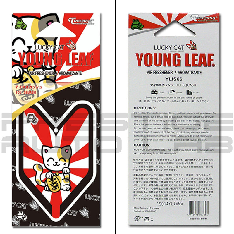 2 PACK Wakaba Japan Treefrog Young Leaf Sunrise Lucky Cat Ice Squash Scent Air Freshener