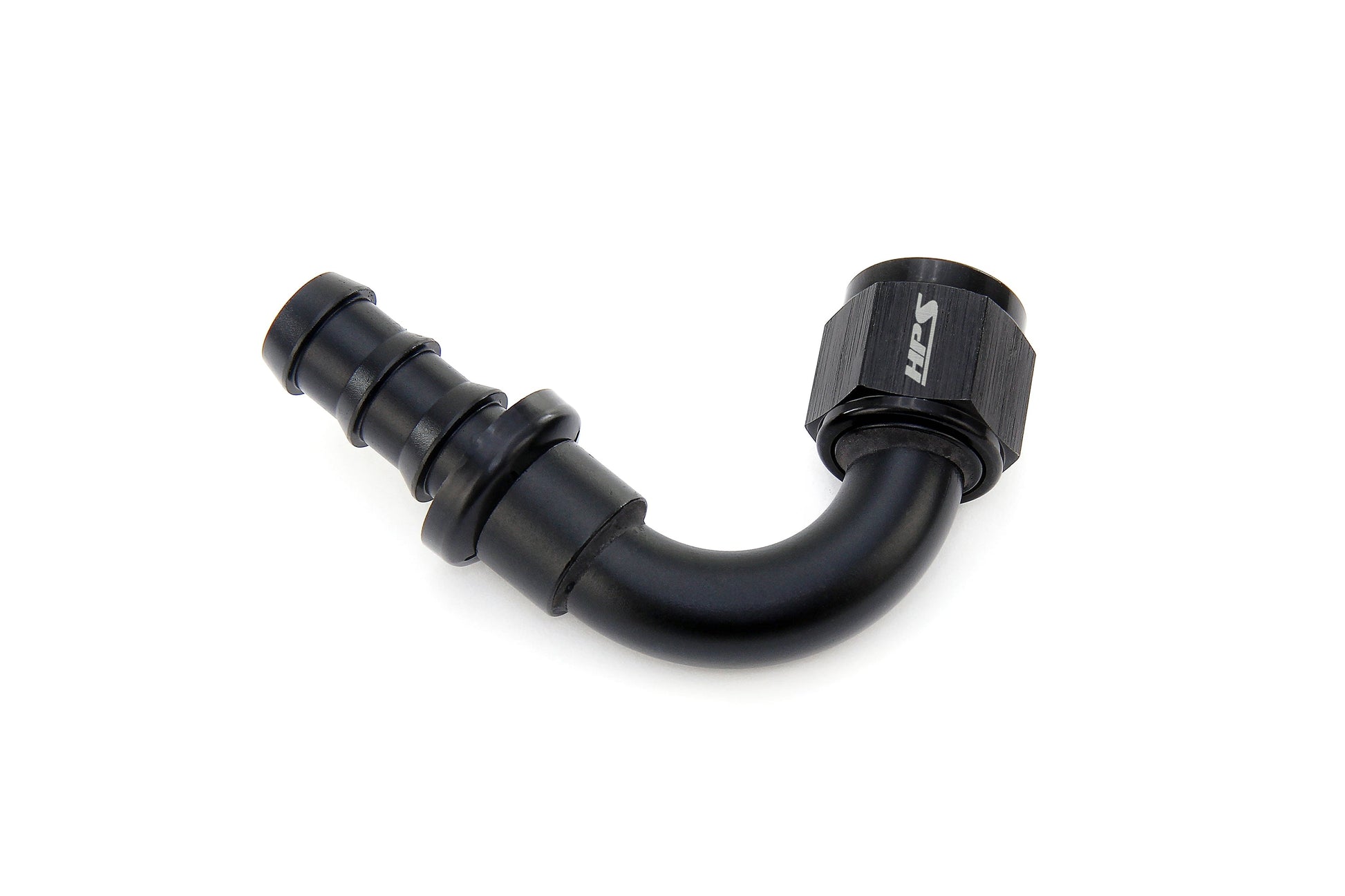 HPS Performance 120 Degree -4 Push-on Hose End to AN Female Aluminum Black