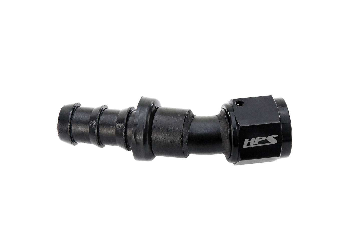 HPS Performance 30 Degree -8 Push-on Hose End to AN Female Aluminum Black