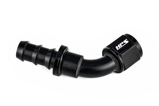 HPS Performance 60 Degree -6 Push-on Hose End to AN Female Aluminum Black