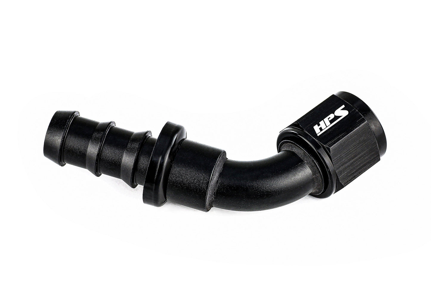 HPS Performance 60 Degree -4 Push-on Hose End to AN Female Aluminum Black