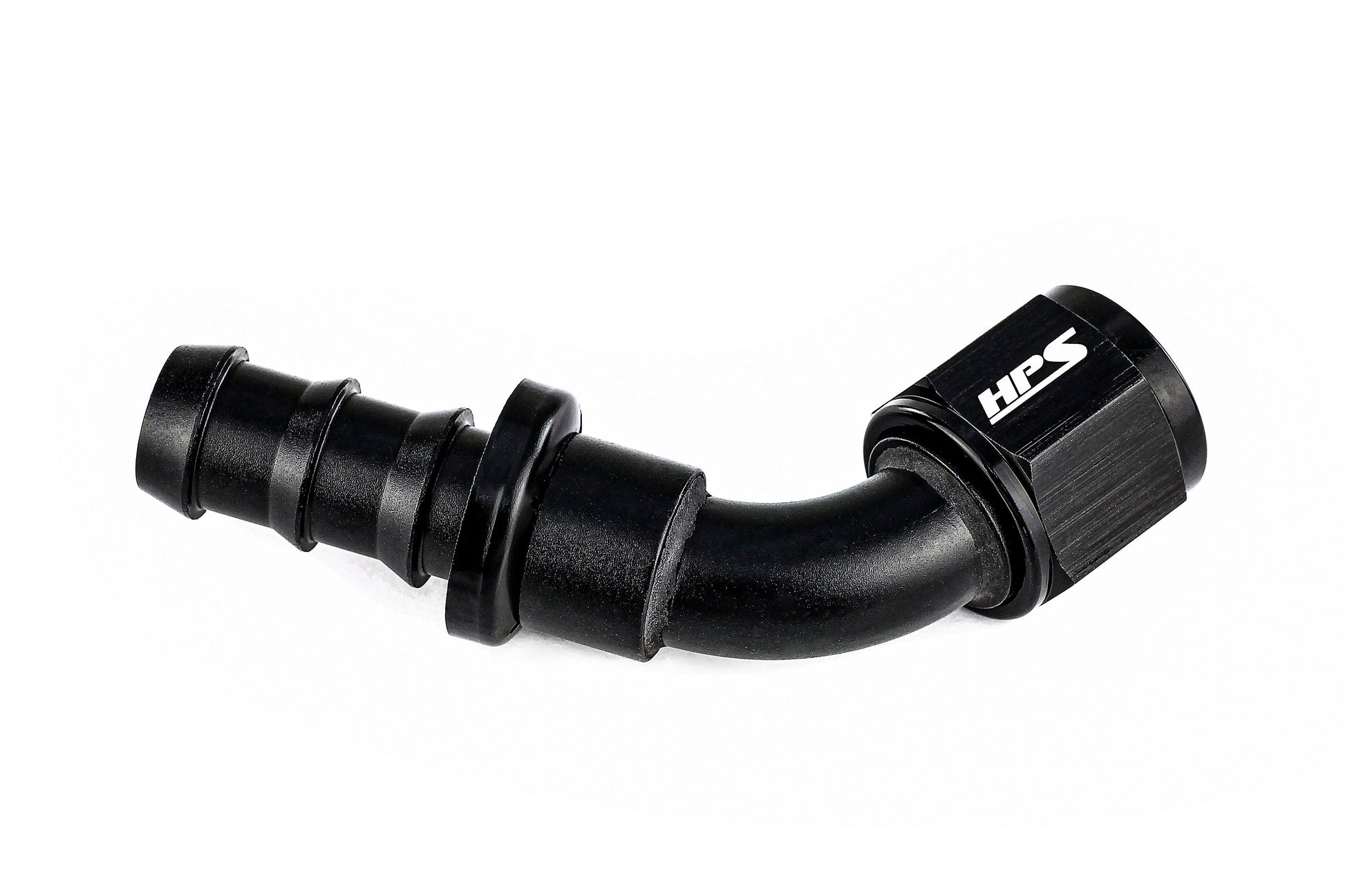 HPS Performance 60 Degree -4 Push-on Hose End to AN Female Aluminum Black