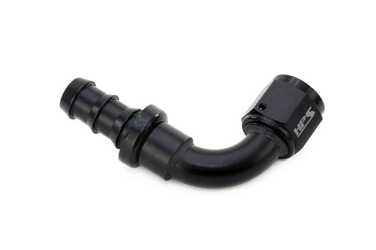 HPS Performance 90 Degree -6 Push-on Hose End to AN Female Aluminum Black
