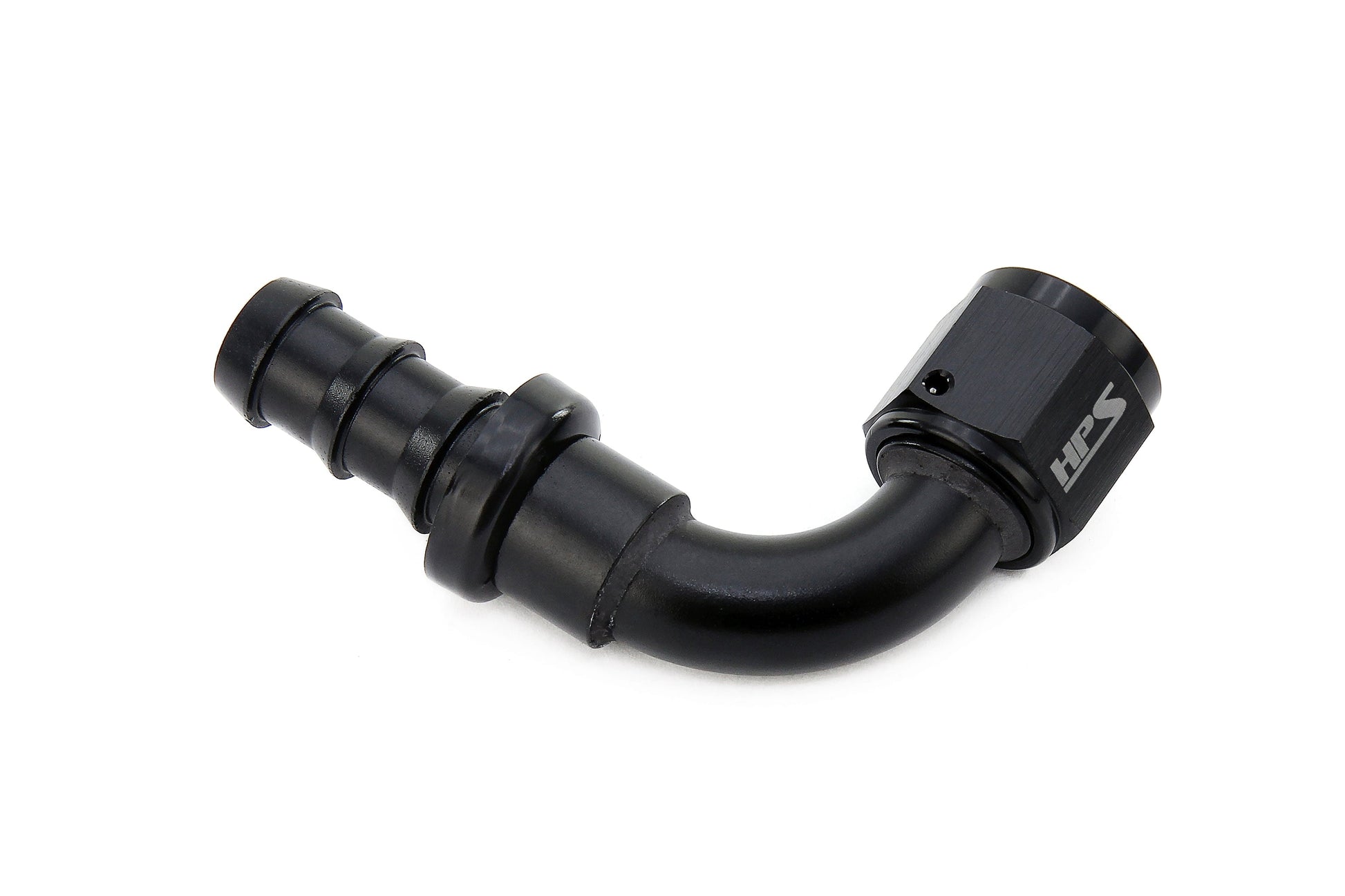 HPS Performance 90 Degree -4 Push-on Hose End to AN Female Aluminum Black
