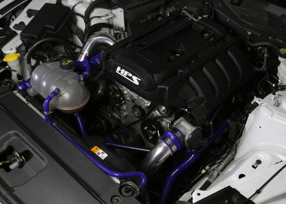 HPS Performance Intercooler Charge Pipe Kit (Cold and Hot Side) with Blue Boots, Polished, 17-102P