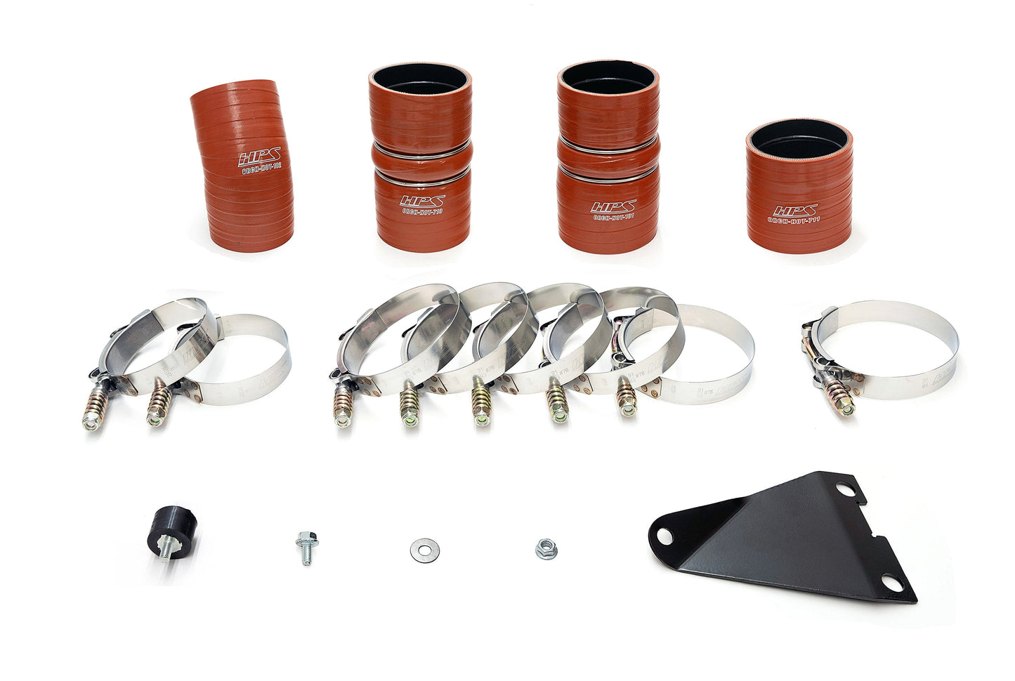 HPS Hot & Cold Side Charge Pipe with Orange CAC Hose Intercooler Boots, Polished, 17-105P