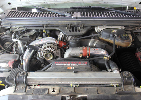 HPS Hot & Cold Side Charge Pipe with Orange CAC Hose Intercooler Boots, Polished, 17-105P
