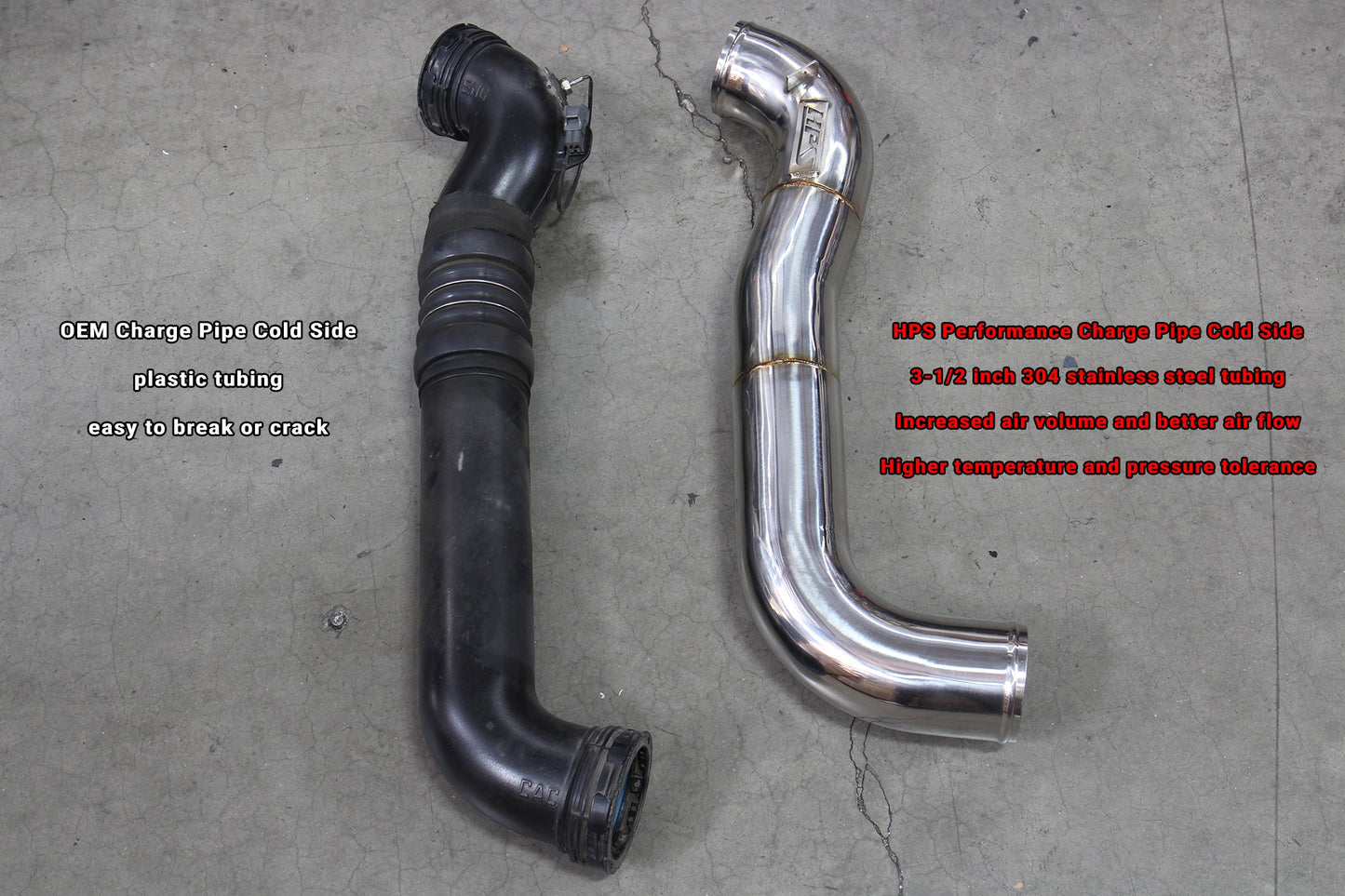 HPS Performance Stainless Steel Intercooler Charge Pipe Kit (Cold Side), Red, 17-125R