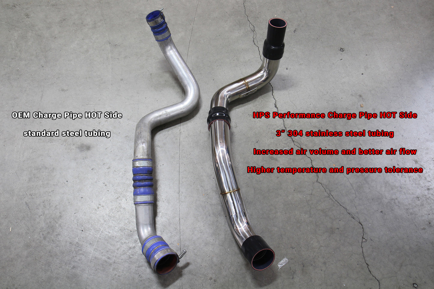 HPS Performance Stainless Steel Intercooler Charge Pipe Kit (Cold and Hot Side), Red, 17-150R