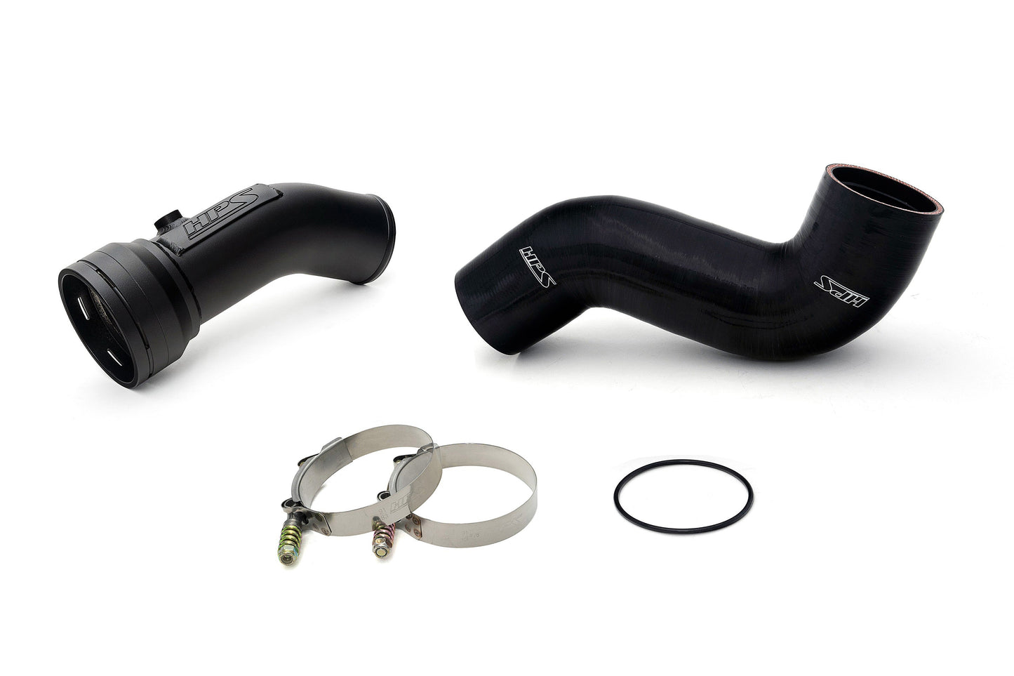 HPS Cold Side Charge Pipe with CAC Hose Intercooler Boot, Black, 17-154WB