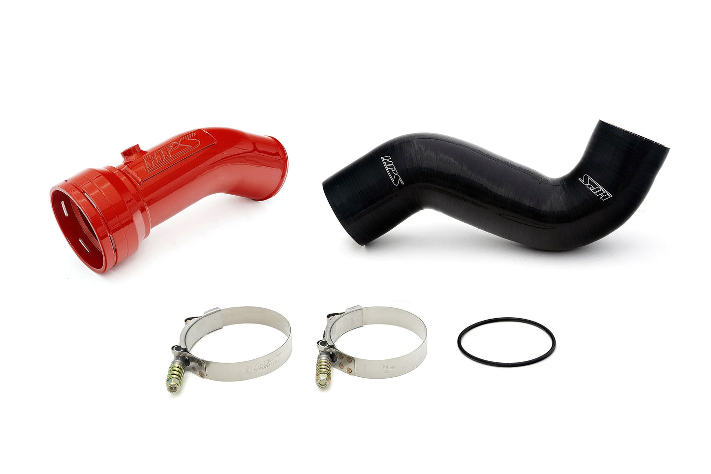 HPS Cold Side Charge Pipe with CAC Hose Intercooler Boot, Red, 17-155R