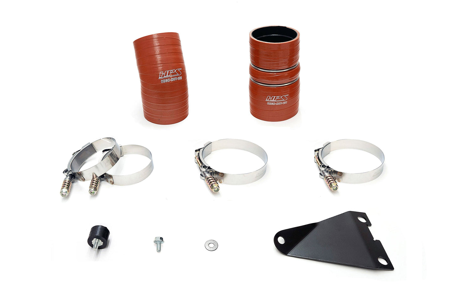 HPS Intercooler Charge Pipe (Hot Side) with Orange Boots, Polished, 17-171P